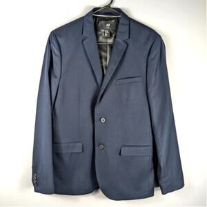 H&M Men’s Slim Fit Blazer 40R Navy Blue Two Button Modern Sport Coat Minimalist